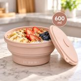 Le Murano Mori 600 ml Katlanabilir Silikon Saklama Kabı ve Kase, LM0013/20 | Hava Sızdırmaz Kapak, %100 Platin Silikon, BPA İçermez, Mikrodalga ve Dondurucu Uyumlu, Yuvarlak Gıda Saklama Kabı