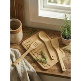 Le Paon 4 Parça Bambu Mutfak Seti - 35.5X26 cm Bambu Kesme Tahtası & 3'lü Kaşık Spatula Takımı - 35,5 cm