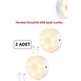 LED Gece Lambası Hareket Sensörü Şarj Edilebilir Duvara Monte Lamba 2 Adet