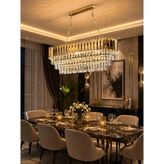 LED Yeni Model Oval Lüx Salon Avize Gold Renk