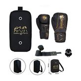 Legacy Kick Boks Eldiveni Boks Eldiveni Muay Thai Eldiveni 3'lü Set ve Eldiven Taşıma Çantalı - Siyah - 10 oz