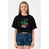Lego Man Christmas Siyah Kadın Crop Tshirt