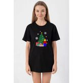 Lego Man Christmas Siyah Kadın Oversize Tshirt
