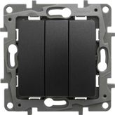 Legrand 768603 Raventi Siyah Üçlü Anahtar