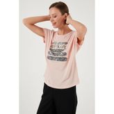 Lela Baskılı Bisiklet Yaka Regular Fit T Shirt Bayan T SHİRT 6671003