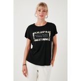 Lela Baskılı Bisiklet Yaka Regular Fit T Shirt Bayan T SHİRT 6671007
