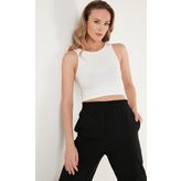 Lela Fitilli Super Crop Örme Bayan Atlet 5865554 BEYAZ