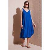 Lela Oversize Fit V Yaka Midi Boy Basic Elbise Bayan Elbise 6788688 - Saks