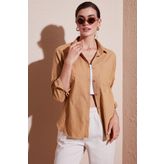 Lela Pamuklu Regular Fit Cepli Bayan Gömlek CF25S16992 CAMEL