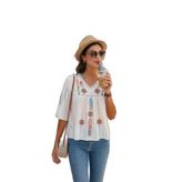 Lela Pamuklu Regular Fit Nakış İşlemeli Bluz Bayan BLUZ 611BZ0247