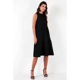 Lela Regular Fit Kolsuz Midi Bayan Elbise 5869008 SİYAH