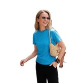 Lela Yakası Baskılı Bisiklet Yaka Basic Örme T Shirt Bayan 5864054