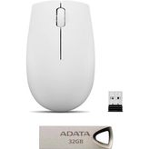 Lenovo 300 Kablosuz Mouse + Adata UV210 USB 2.0 Flash Bellek - Beyaz