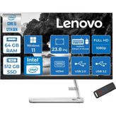Lenovo Ideacentre Aıo 3 24IAP7 Intel Core I5 12450H 64GB 512GB SSD WIN11HOME 23.8" Fhd (1920X1080) IPS 250NITS All In One Bilgisayar Beyaz F0GH01GDTRH27+ZETTAUSBBELLEK