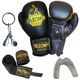 Leon Blade Training Siyah Boks Eldiveni Bandaj Dişlik Anahtarlık Seti