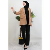 Leopar Astarlı Ceket Açık Kahve - 38