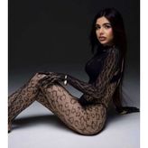 Leopar Desen Vücut Çorabı - Siyah