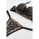 Leopar Desenli Dantel Detaylı Sütyen String Takımı
