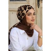 Leopar Desenli Hazır Eşarp Bone