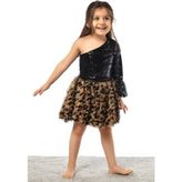 Leopar Desenli, Püsküllü Pullu Etek - 7 - 8 Yaş - Leopar - Kahve