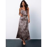 Leopar Desenli Saten Etek - Vizon