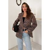 Leopar Gold Kemerli Leopar Ceket