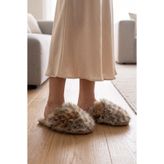 Leopard Peluş Kadın Ev Terliği Beyaz 37/41