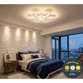 Levent Papatya Plafonyer Model Ledli Modern 3 Renkli Aydınlatmalı 60 Cm Ledli Avize Beyaz