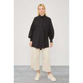 Levidor Arina Oversize Balon Kol Poplin Gömlek - Siyah