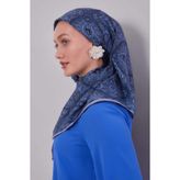 Levidor Kot Mavi Çini Desen Silk Coton Eşarp