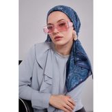 Levidor Mavi Çini Desen Silk Coton Eşarp