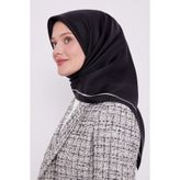 Levidor Siyah Şerit Çizgi Twill İpek Eşarp
