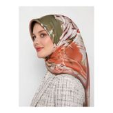 Levidor tivil polyester eşarp (turuncu krem yeşil)