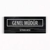Leydi Collection Model 8 Siyah Mermer Doku Genel Müdür Duvar Kapı İsimliği