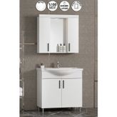 Leylak 80 cm Beyaz MDF Seramik Lavabolu Ayaklı Banyo Dolabı Takımı