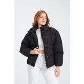 Lia Blanco's Kadın Siyah Dik Yaka Oversize Şişme Mont