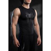 Liber Spider - Kolsuz Compression Tank Top (Siyah Baskılı) - Antrasit