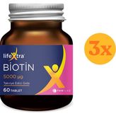 Lifextra Biotin 60 Tablet - 3 Adet (Toplam 180 Tablet)