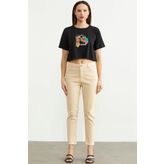 Likralı Fit Mom Jean - Bej