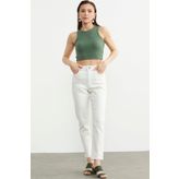 Likralı Fit Mom Jean - Ekru