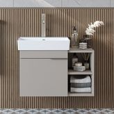 Likya Ayaksız Tek Kapaklı Açık Raflı Lavabolu 72 Cm Banyo Dolabı Alt, Lavabolu Alt Banyo Dolabı Kum Taşı