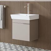 Likya Ayaksız Tek Kapaklı Lavabolu 49 Cm Banyo Dolabı Alt, Mini Lavabolu Alt Banyo Dolabı Kumtaşı