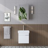 Likya Mdflam Tek Kapaklı Lavabolu 49 cm Banyo Dolabı + Üst Dolabı, Mini Lavabolu Banyo Dolabı Takımı Beyaz