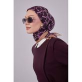 Lila Eliptik Desen Twill İpek Eşarp