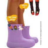 Lila Kız Çocuk Yağmur Botu & Çorap Set
