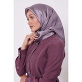 Lila Petek Desen Monogram İpek Eşarp