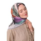 Lila Zebra Desen Pamuk Eşarp