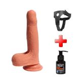 LilituShop 18 cm Belden Bağlamalı Çift Katmanlı Sünnetsiz Realistik Dıldo Set BDM10027B