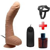 LilituShop Belden Bağlamalı 28 cm Titreşimli Gerçekçi Kalın Dıldo BDM1248B