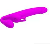 LilituShop Manyetik USB Şarjlı Darbe Modlu Çift Taraflı Strapon Teknolojik Vibrator BDM1399